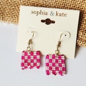 Sophia & Kate Pink and White Beaded Earrings